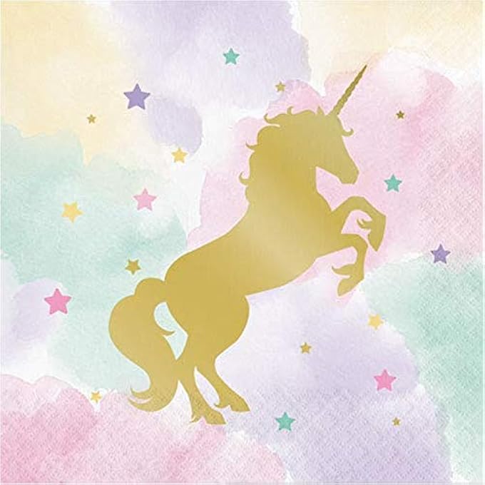 8C329411 METALLIC UNICORN SPARKLE NAPKIN, MULTI-COLOUR